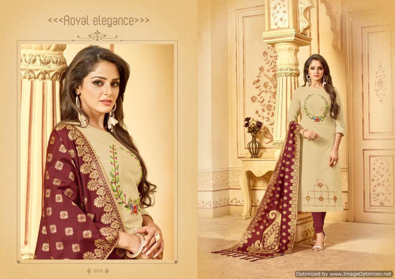 AVC Bansuri Latest Designer Embroidered Cotton Dress Material with Banarasi Jacquard Dupatta  