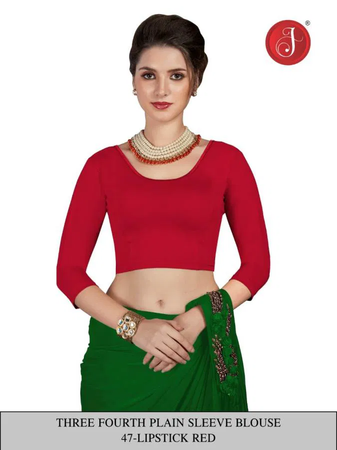 Jelite Latest Circle Neck With Three Fourth Hand Pain Blouse Collection 