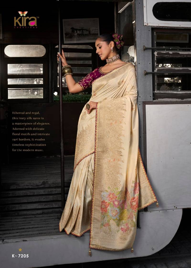 Krisha By Kira Viscous Silk Designer Wear Saree Surat Wholesale Market