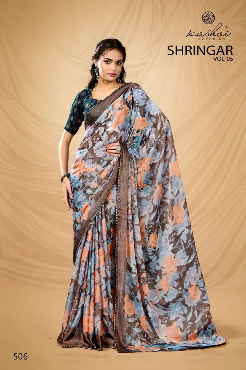 Shringar Vol 5 By Kashvi Brasso With Foil Fancy Saree Wholesale Market In Surat With Price