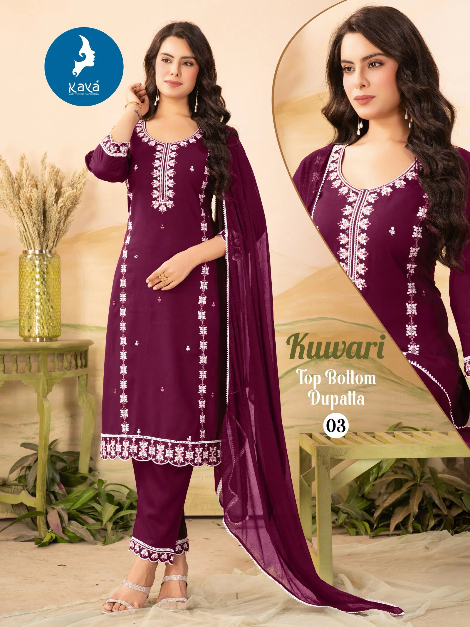 Kuwari By Kaya Rayon Surat Kurti With Bottom Dupatta Wholesale Market