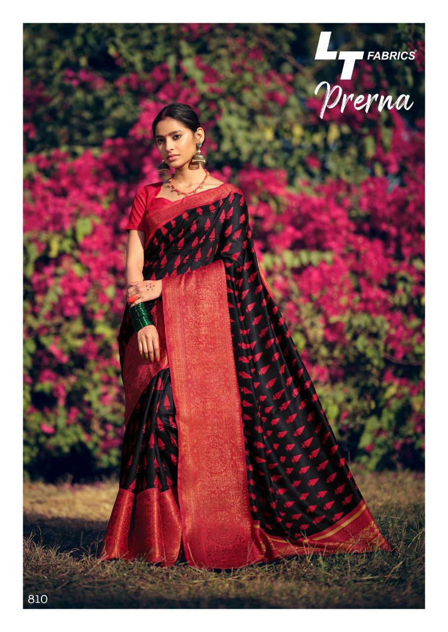 Lt Prerna Fancy Designer Festive Wear Heavy Printed Cotton Silk Sarees Latest Collection
