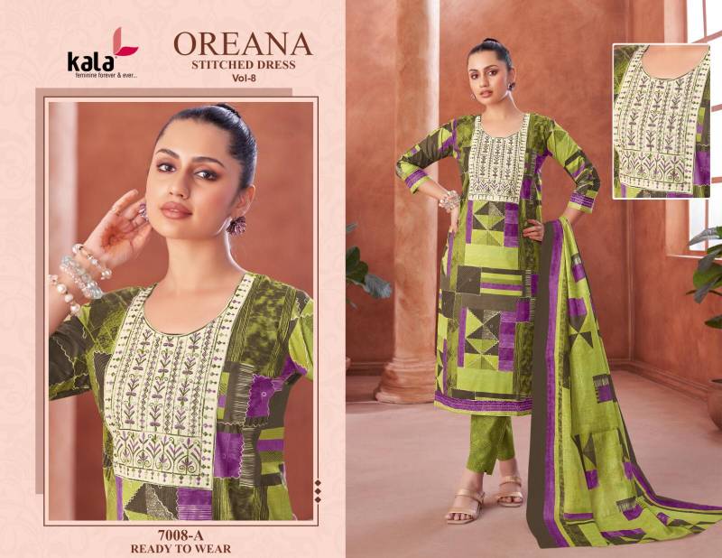 Oreana Vol 8 By Kala Printed Cotton Kurti With Bottom Dupatta Suppliers In India