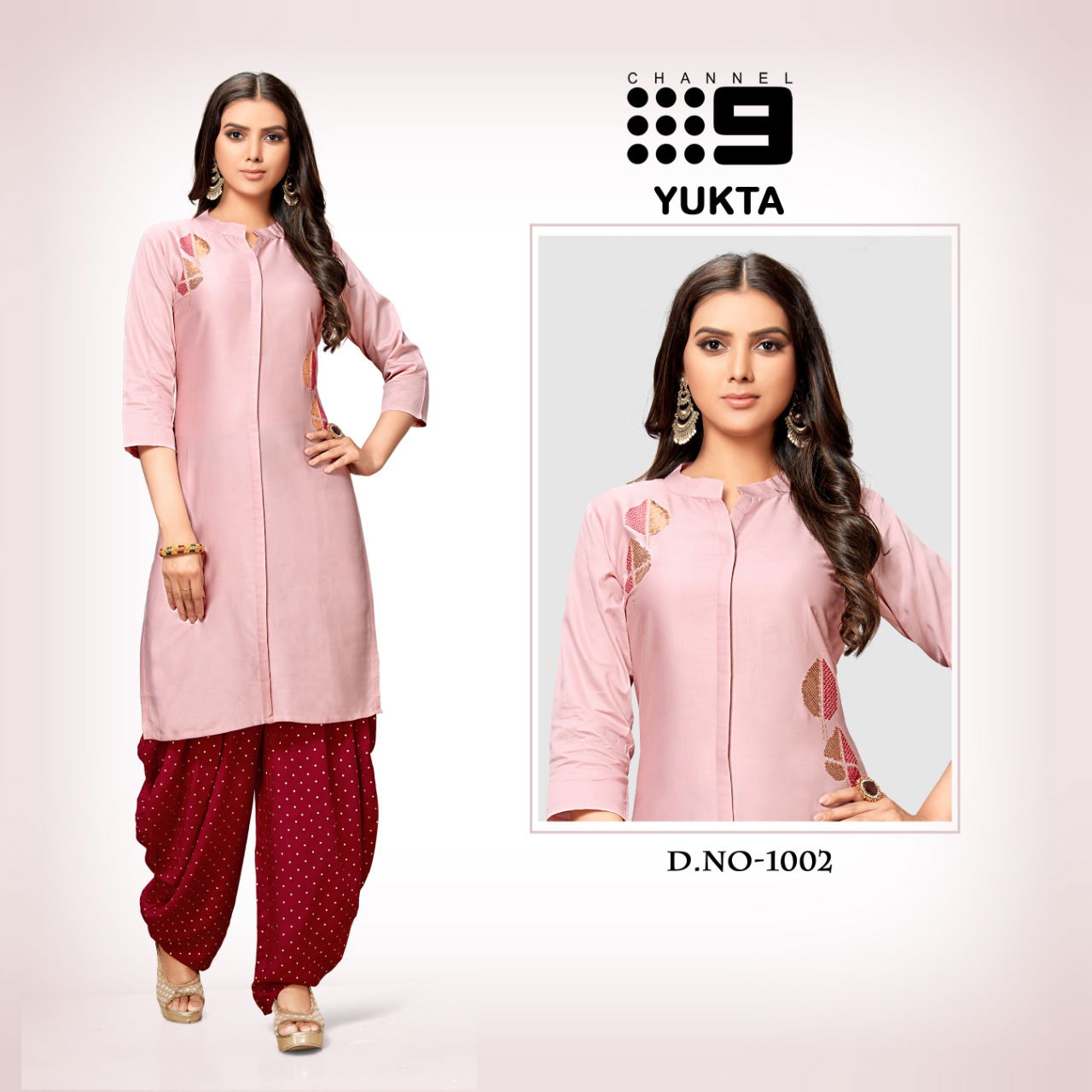 C9 Yukta Latest Collection Of Embroidery Worked Jam Satin Kurti With Patiyala 