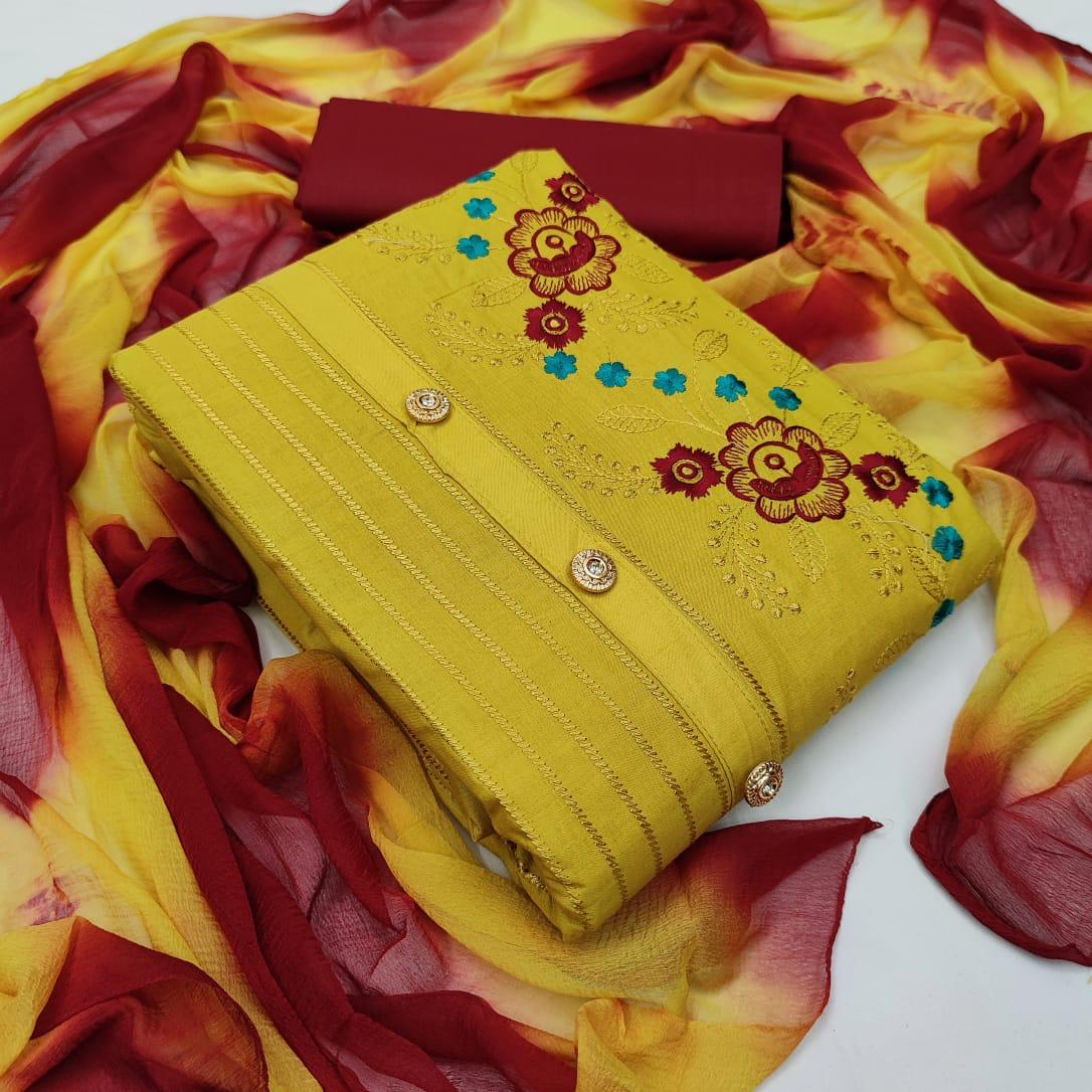 Meera Designer Suits 11 latest Casual Wear Cotton Panel Work Top And Bottom With Shaburi Print Dupatta Dress Material Collection