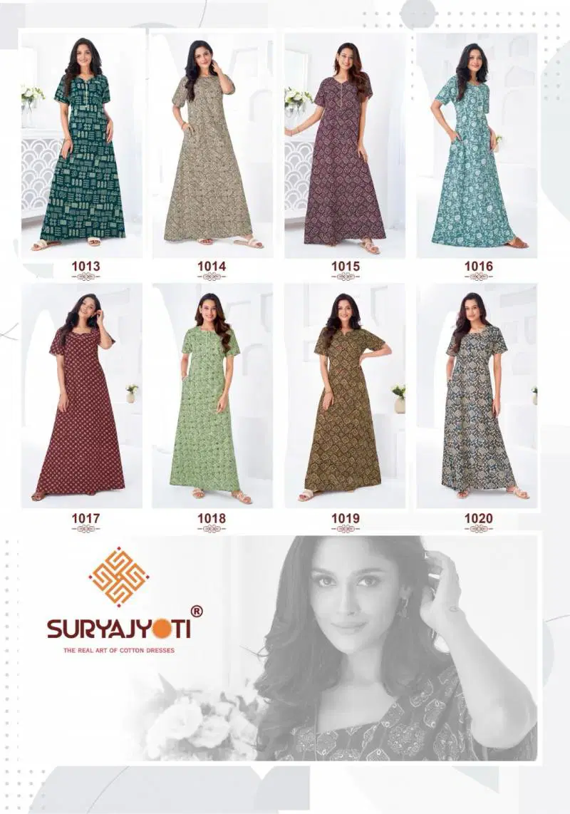 Pearl Vol 1 By Suryajyoti Cotton Printed Nighty Gown Wholesale Market In Surat