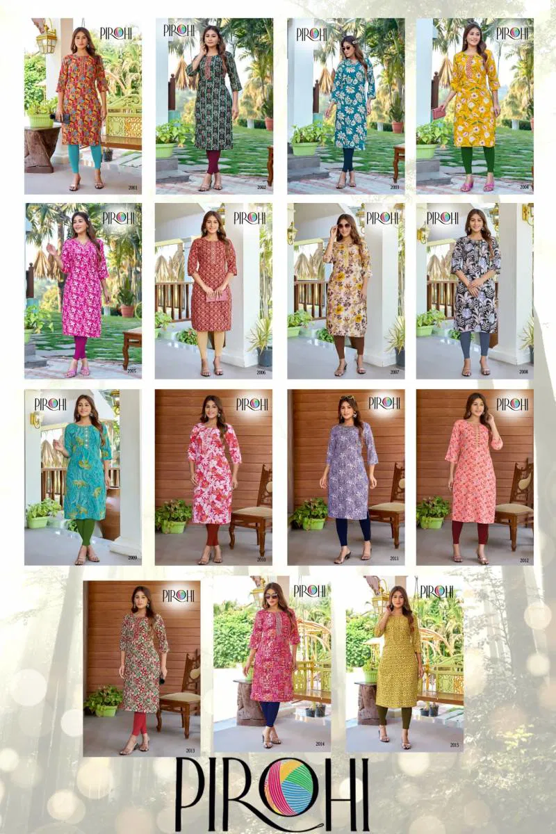 Siri 2 By Pirohi Rayon Foil Printed Straight Kurti Bulk Orders In India