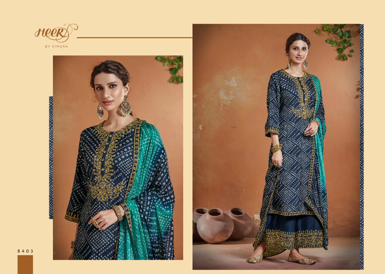 KIMORA BANDHANI Latest Fancy Festive Wear Pure Silk With Digital Print And Embroidery Work Top With Four Side Work Dupatta Salwar Suit Collection
