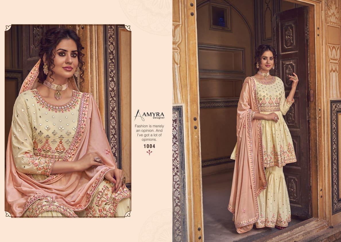 AAMYRA RIWAZ Latest Designer Fancy Festive Wear Heavy Chinon Silk With Heavy Exclusive Mirror Embroidery Work Salwar Suit Collection