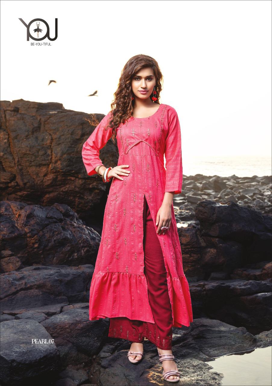 You Pearl Latest Fancy Ethnic Wear Rayon Kurtis With Bottom Collection