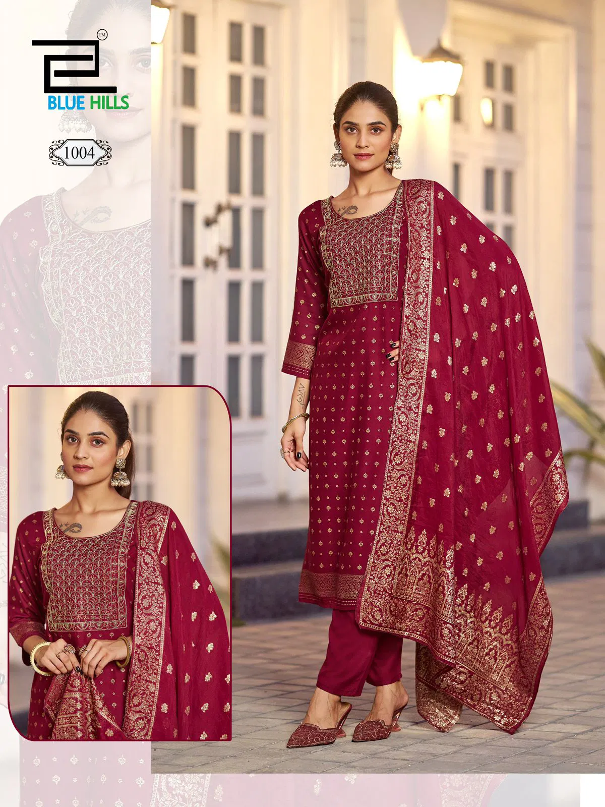 Madhuri By Blue Hills Rayon Embroidery Kurti With Bottom Dupatta Orders In India