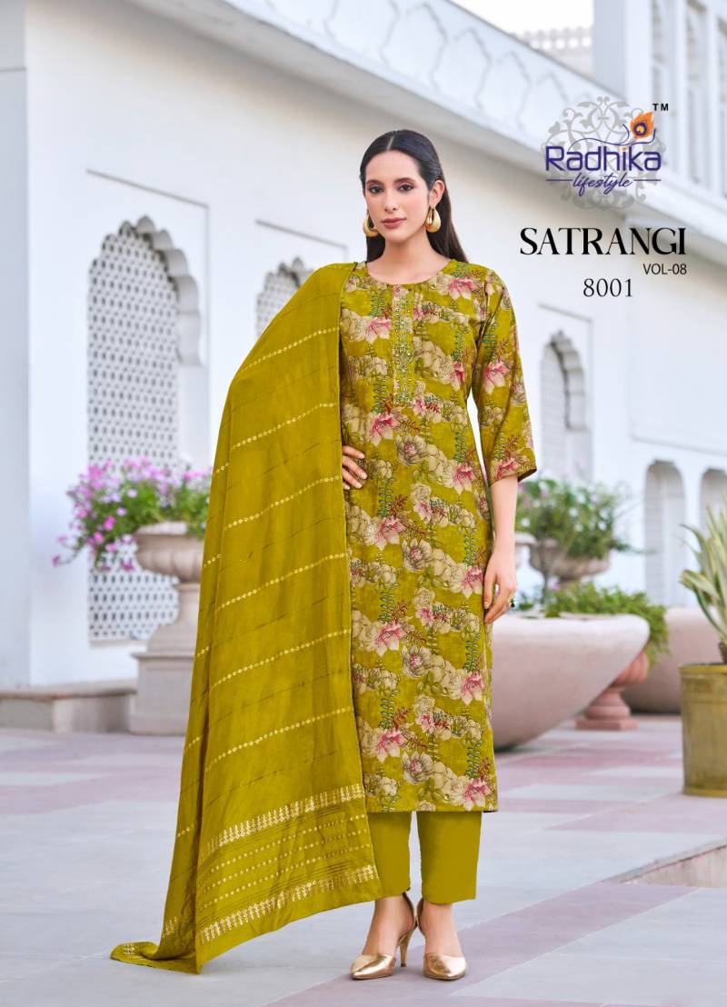 Satrangi Vol 8 By Radhika Modal Printed Kurti With Bottom Dupatta Wholesale In India