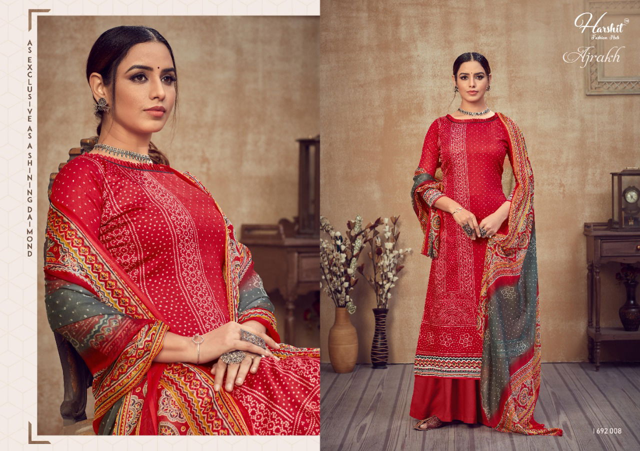 Harshit Ajrakh Latest Casual Wear Pure jam Digital Printed Bandhani Designer Dress Material Collection
