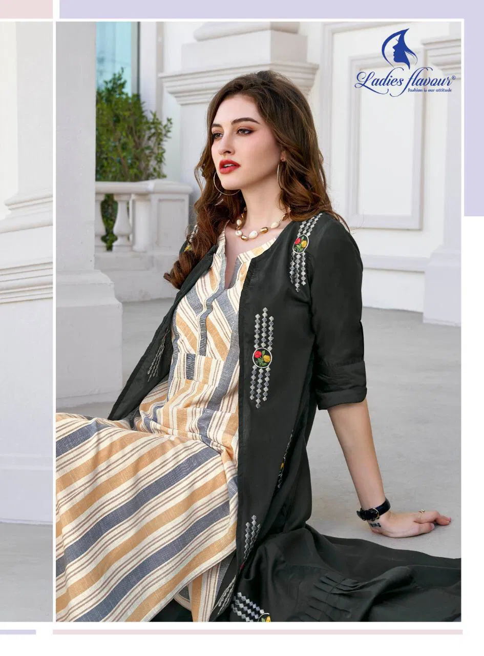 Life Style Vol-4 Ladies Flavour Designer South Cotton Stripes & Rayon Stripes & Mull Cotton & Musline With Embroidery Work Comfy Kurti With Pant 