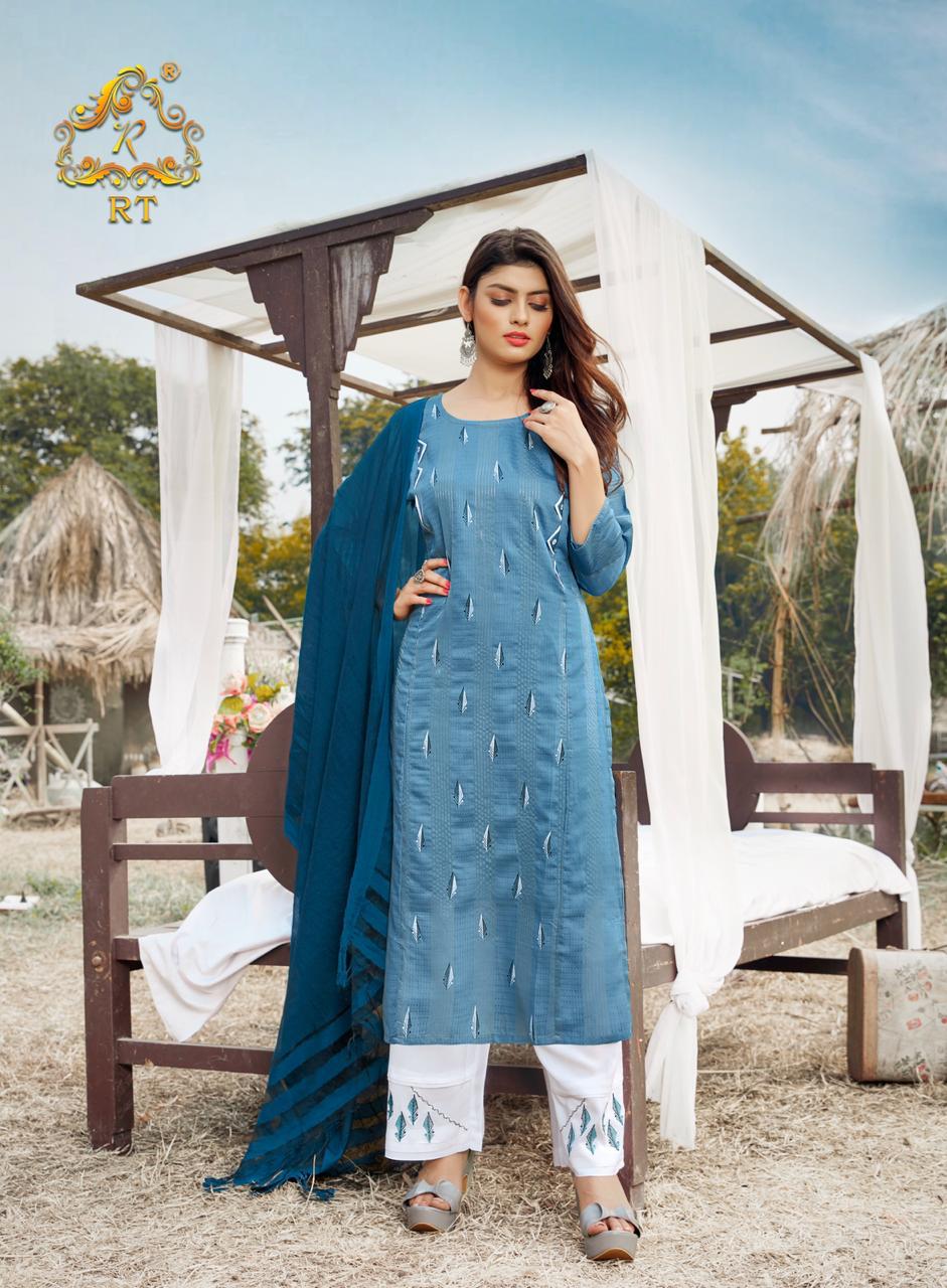 RT VASANT Latest Ethnic Wear Embroidery And Block Print Jari Lining With Full Inner Kurti With Bottom Collection