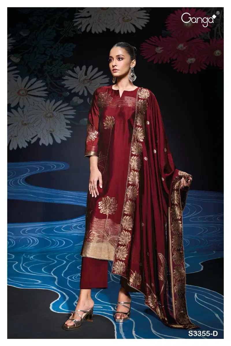 Nada 3355 By Ganga Visoce Designer Dress Material Suppliers In India