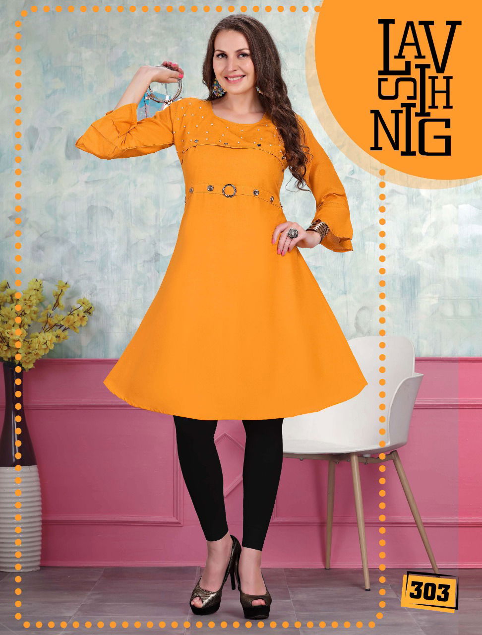 Natasha Latest Fancy Casual Wear Rayon Wear Moti Work Anarkali Kurtis Collection