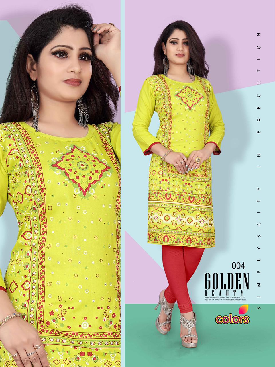 Aagya Colors 4 Casual Wear Designer Prined Rayon Kurti Collection
