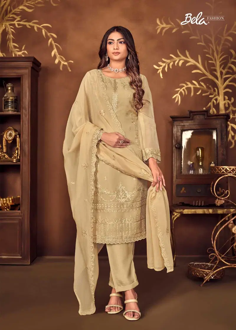 Jaan E Jahan By Bela Fancy Organza Dress Material Wholesale In India
