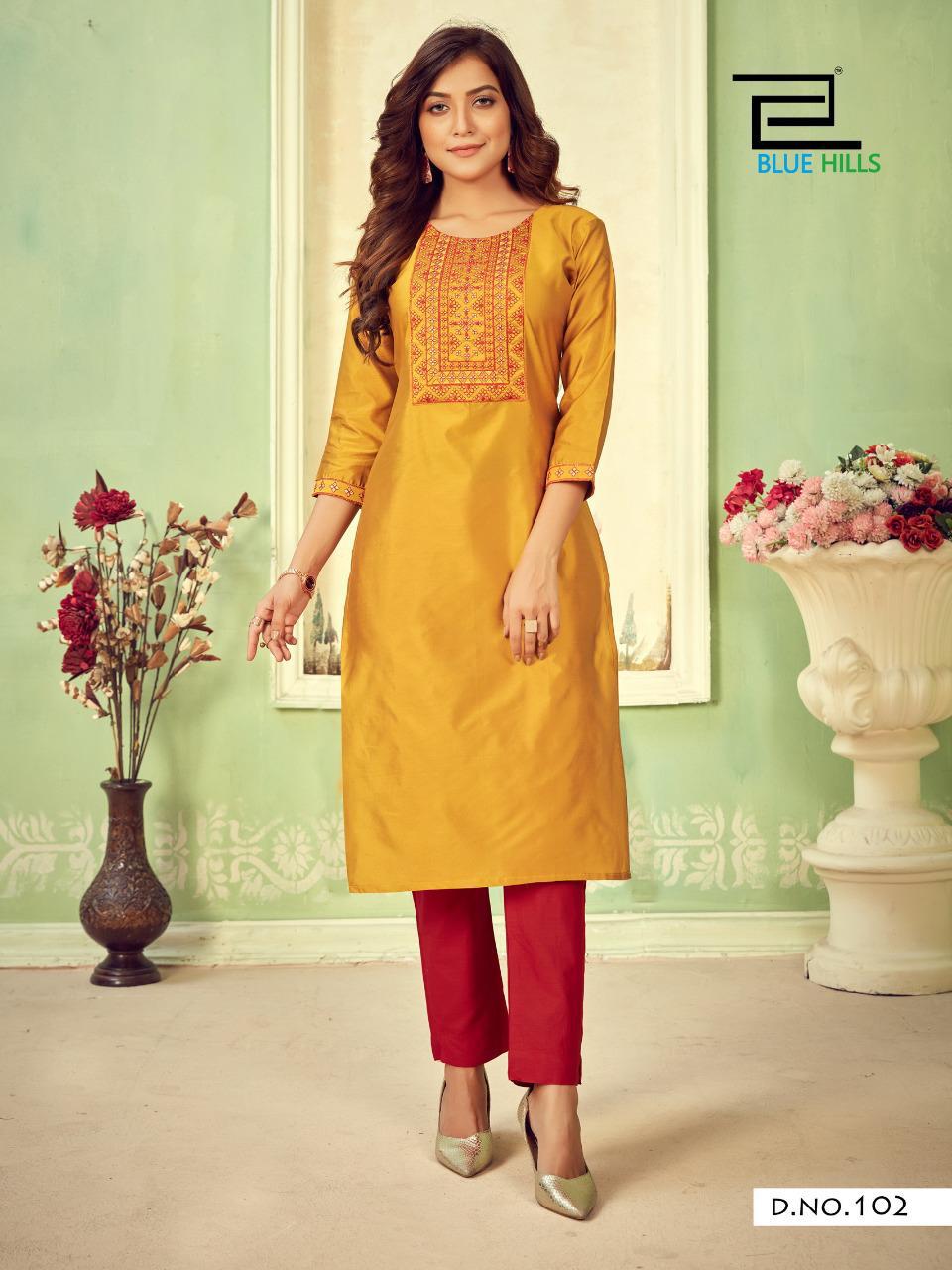 BLUE HILLS SOLID VOL 3 Ethnic Wear Cotton tapeta neck Embroidery Kurti
