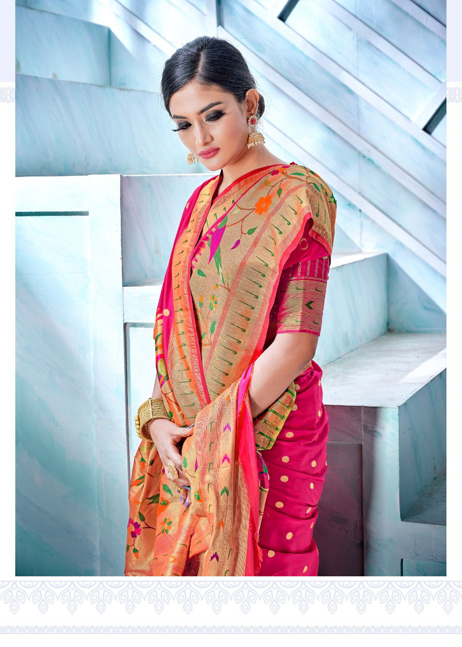 Rajyog Aarush Silk Latest Fancy Designer Festive Wear Paithani Weaving With Half Half Concept Saree Collection
