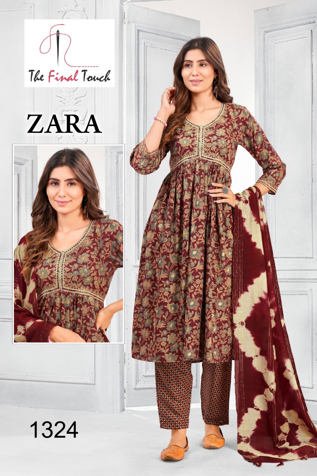 Zara By RR Alia Cut Embroidery Kurti With Bottom Dupatta Catalog