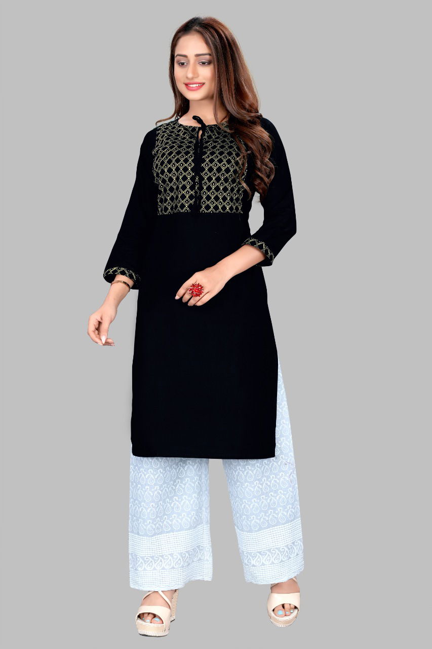 Glam Kurti 45Latest Fancy Designer Ethnic Wear Heavy Rayon With Sequence Embroidery Work Exclusive Kurti With Bottom Collection
