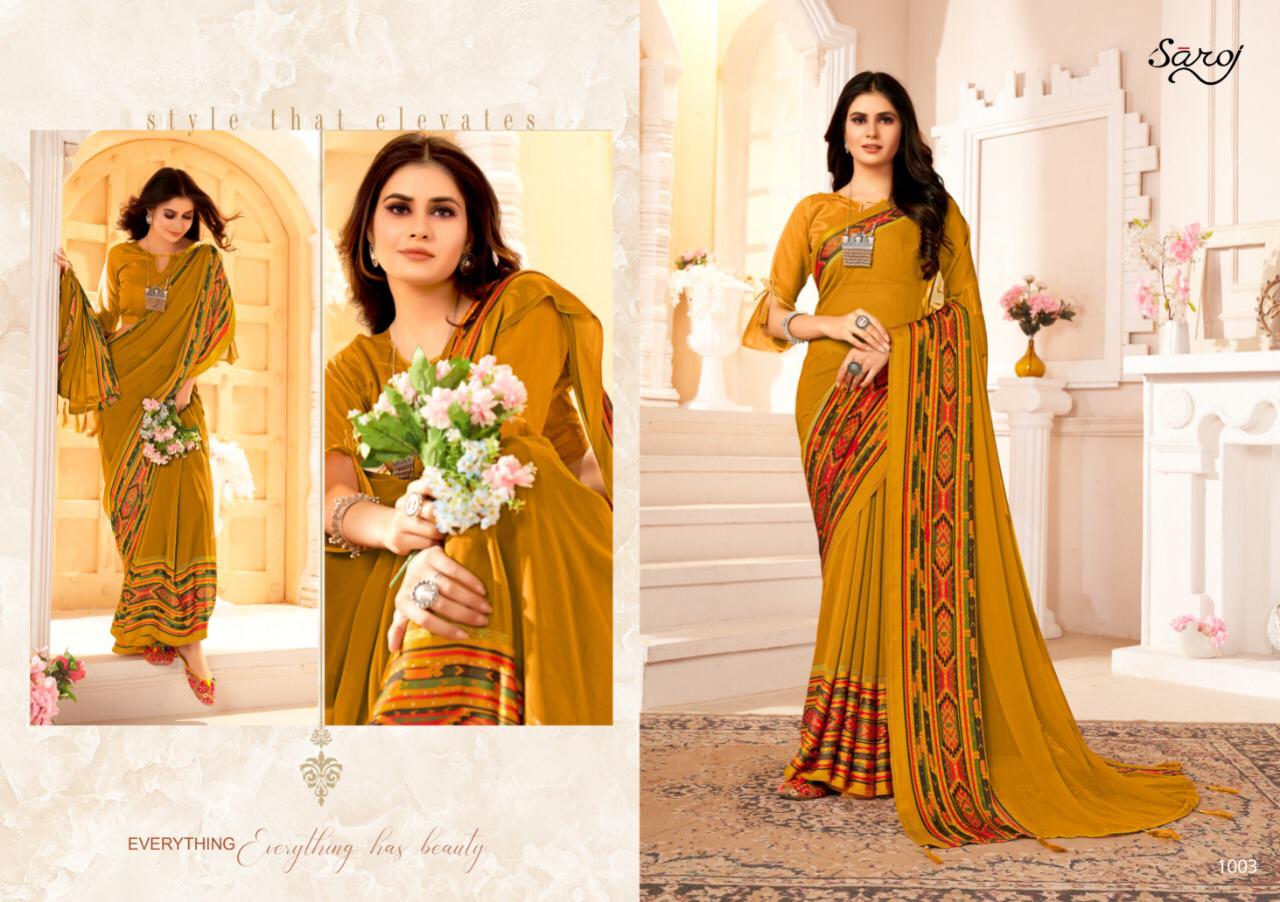 Saroj Suhani Soft Georgette Heavy Ethnic Wear Designer Printed Saree Collection
