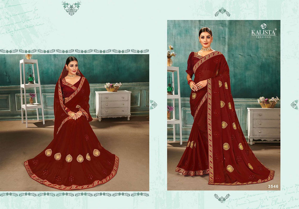 Kalista Nikita Latest Fancy Party Wear Designer Chiffon Embroidery Saree Collection
