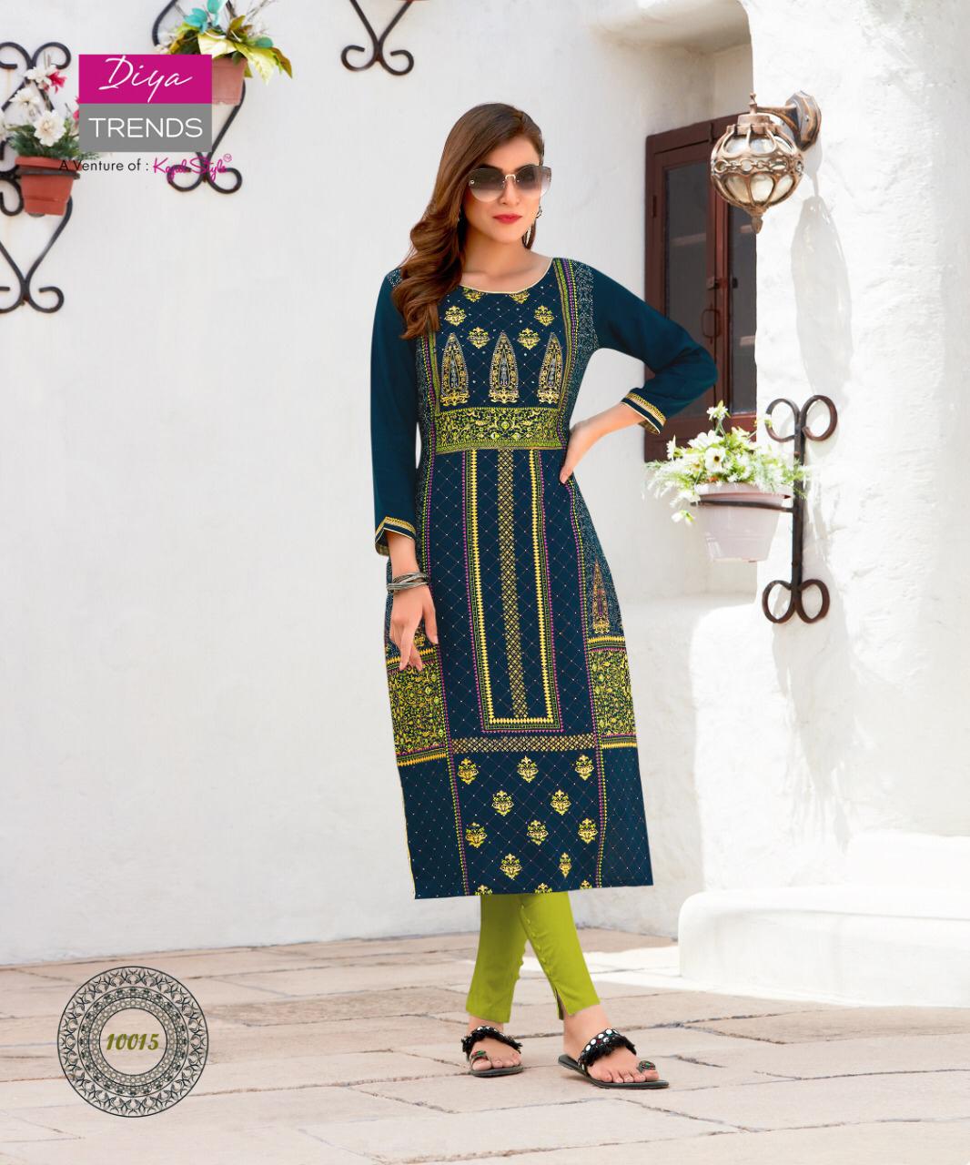 Garden City 10 Ethnic Wear Designer Printed Rayon Kurtis Collection
