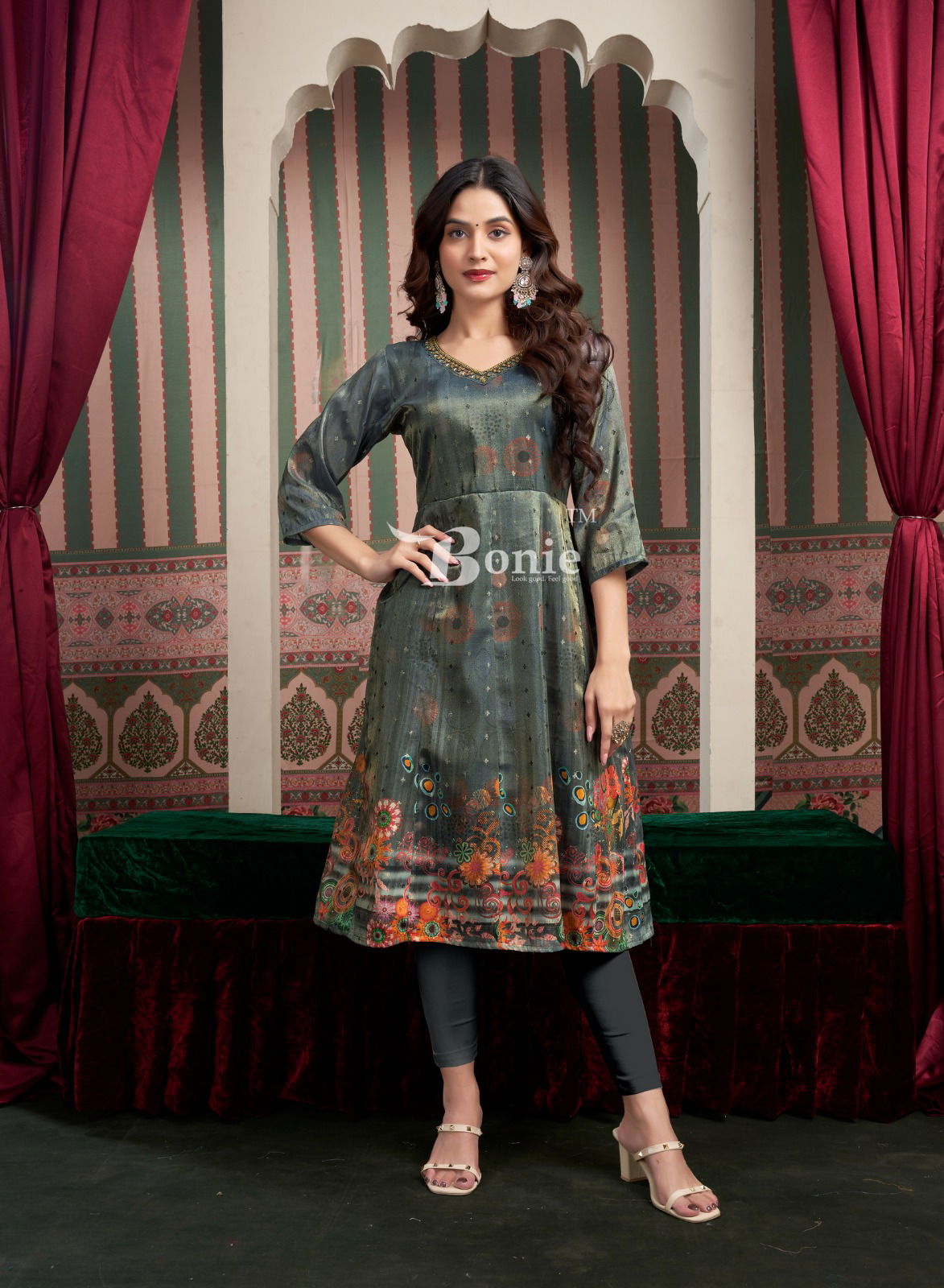 Brinda Vol 2 By Bonie Amazing Jacquard Printed Kurti Wholesalers In Delhi