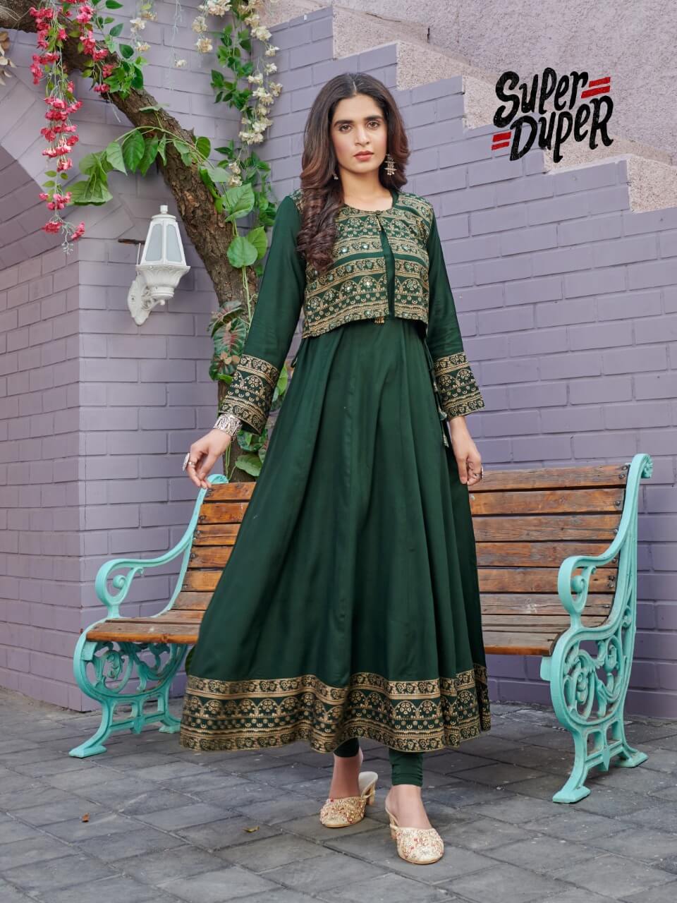 Super Duper Hit Latest Fancy Designer Ethnic Wear Long Heavy Rayon Kurtis Collection
