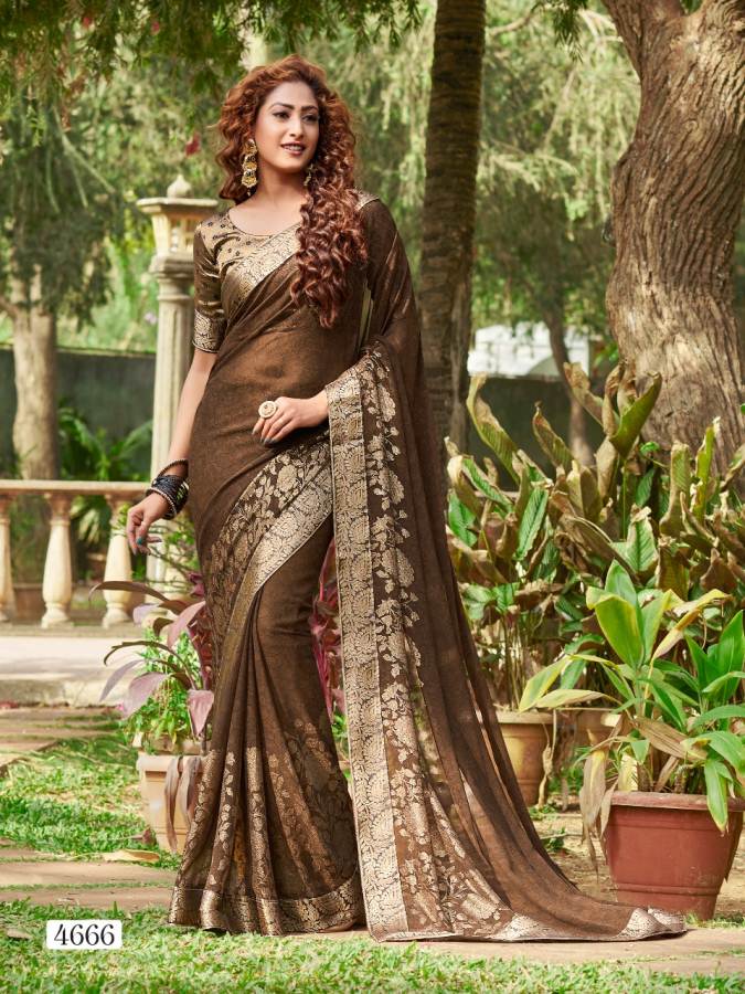 Priya Paridhi Libaas Vol 4 Latest Party Wear Designer Foil Print With Lace Border Saree collection 