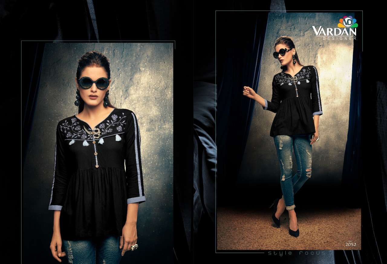 Vardan Nevy Vol 1 Latest Designer Party Wear Heavy Rayon Short Tops Collection 