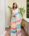 MG 515 Plain Linen Digital Printed Fancy Saree Wholesale Price In Surat
