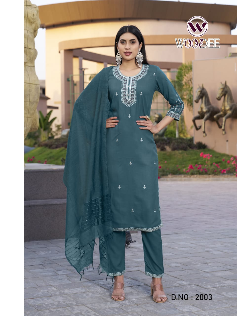 Orra By Woodee Rayon Kurti With Bottom Dupatta Suppliers In India