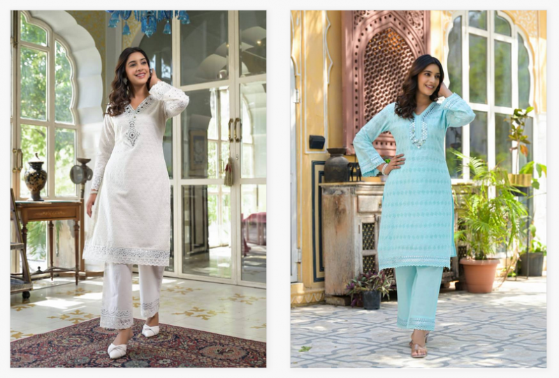 Tanyaa P 139 Cotton Mirror Worked Kurti With Bottom Clothing Suppliers In India