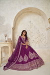 Wine Colour Silk With Leaf Embroidery Work Lahenga With Blouse Dupatta Wholesalers In Delhi KF 2144