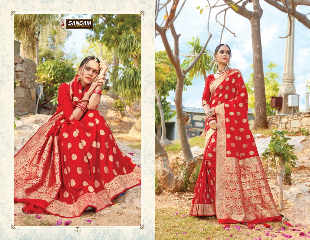Sangam Red Rose Exclusive wedding Wear Pure Silk Designer Bridal Saree Collection