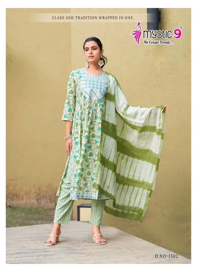 Sara Vol 15 By Mystic 9 Naira Rayon Kurti With Bottom Dupatta Orders In India