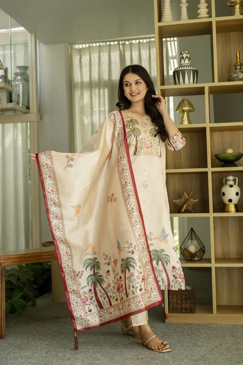 Hr 25 Viscose Assam Silk Kurti Bottom With Dupatta Wholesale Clothing Distributors In India