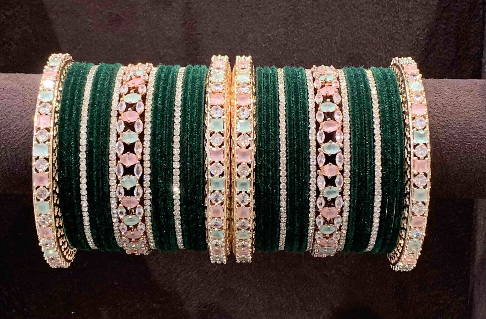 Nr Dark Green Matching Bridal Set Bangles Catalog
