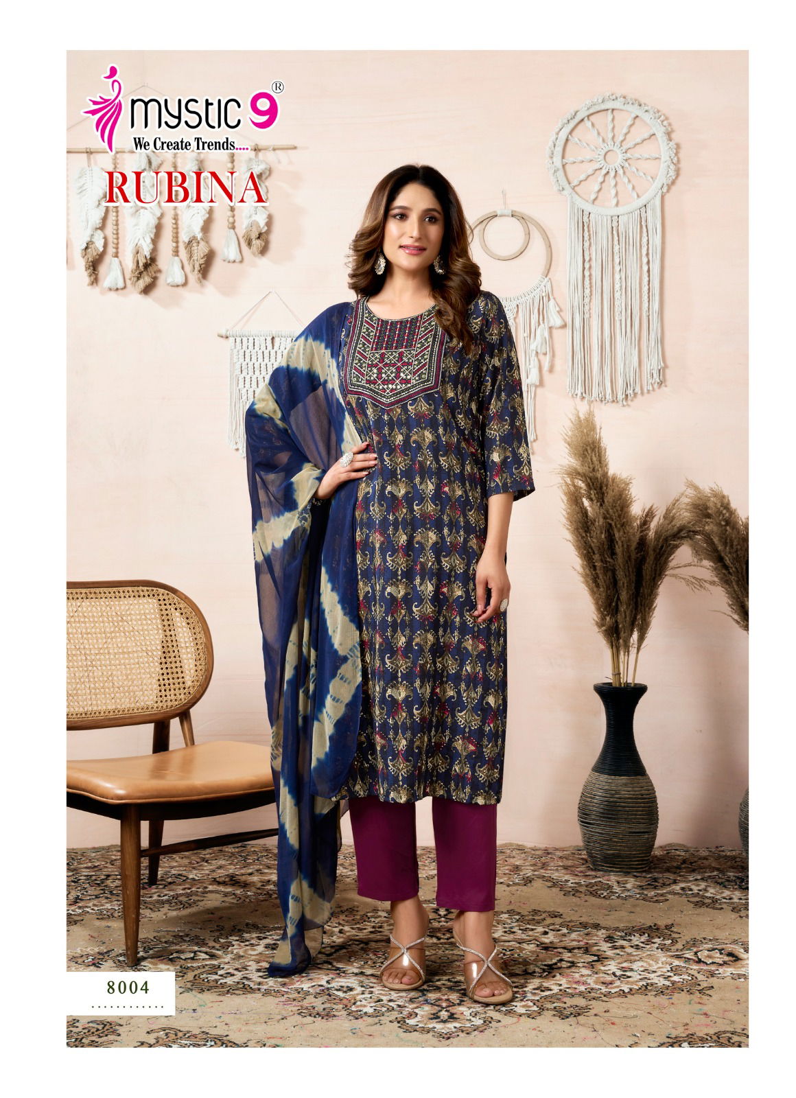 Rubina Vol 8 By Mystic 9 Rayon Kurti With Bottom Dupatta Wholesale In India