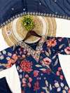 KF 4055 Kalaai Russian Silk Embroidery Kurti With Bottom Dupatta Orders In India