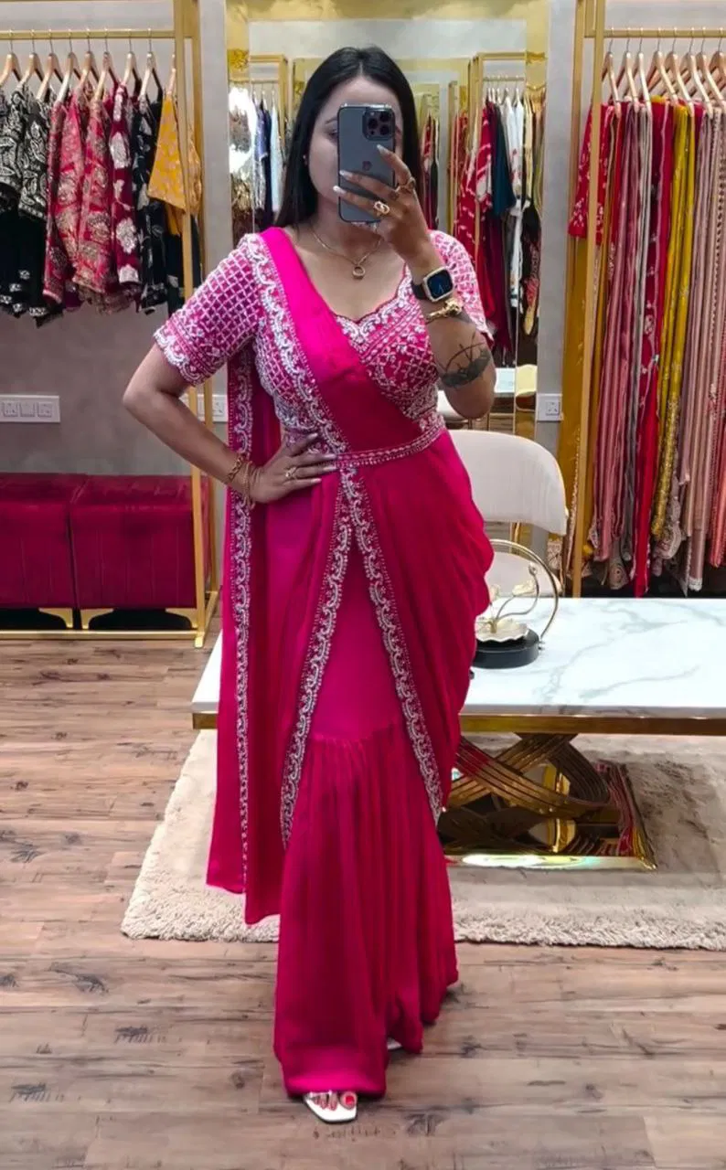 Bt 7094 Chinon Embroidered Party Wear Stylish Saree Exporters In India