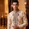 Cream Color Outluk Wedding Vol 46 Roman Silk Embroidered Pintex Work Kurta With Pajama Manufacturers 4604 