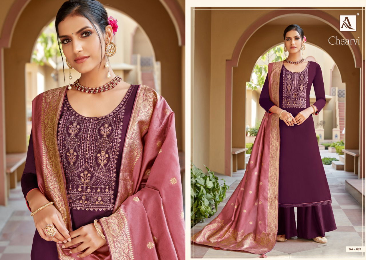 Alok Charvi Latest fancy Regular Wear Pure Jam Cotton with Fancy Designer Embroidery Dress Material Collection
