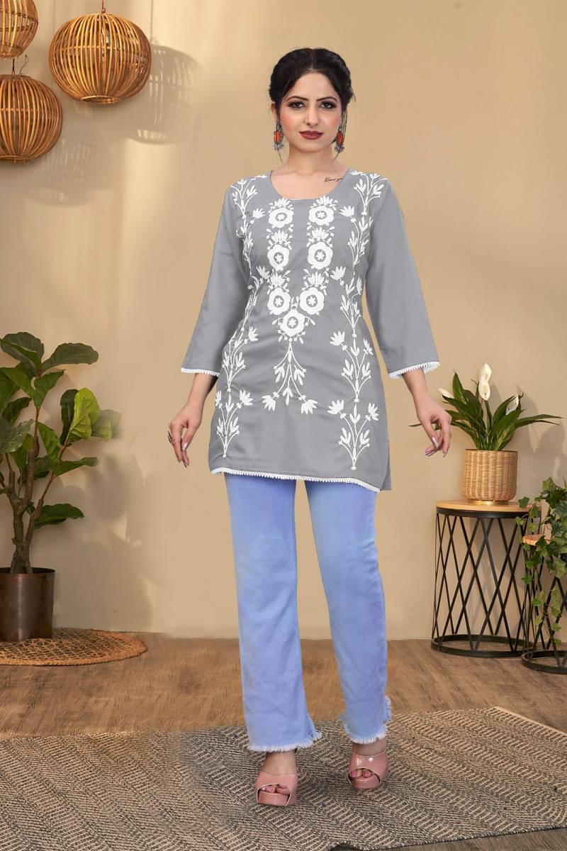 Money By Nsf Rayon With Chikankari Kurti Wholesalers In India