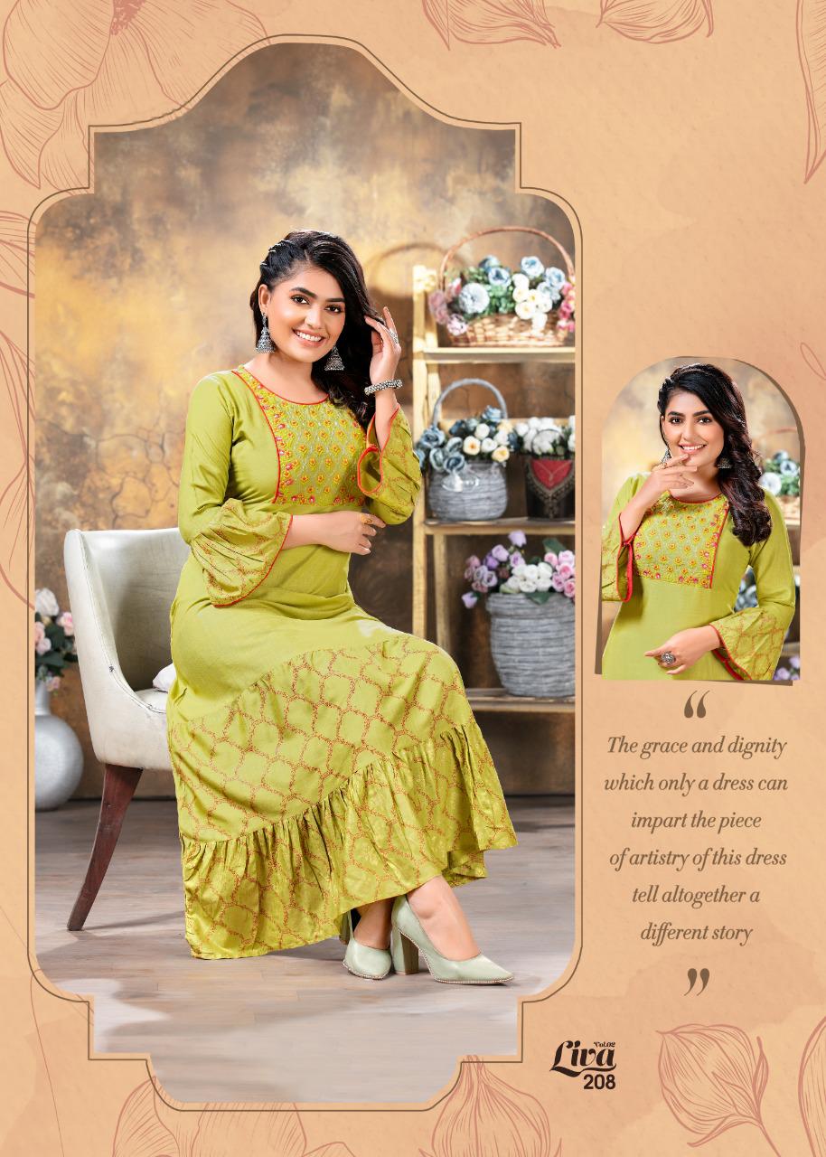Ft Liva 2 Latest Fancy Heavy Rayon Printed Ethnic Wear Long Kurtis Collection
