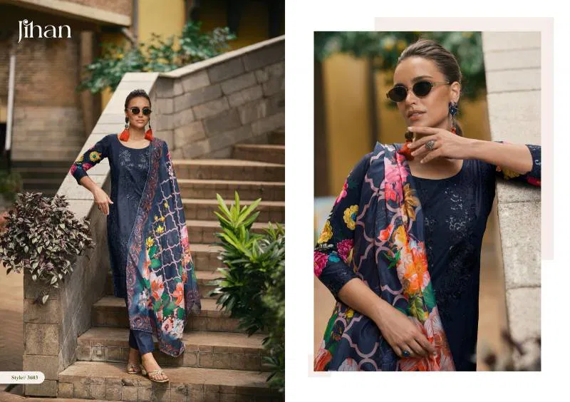 Taskeen Vol 2 By Jihan Cotton With Self Embroidered Dress Material Wholesale In India